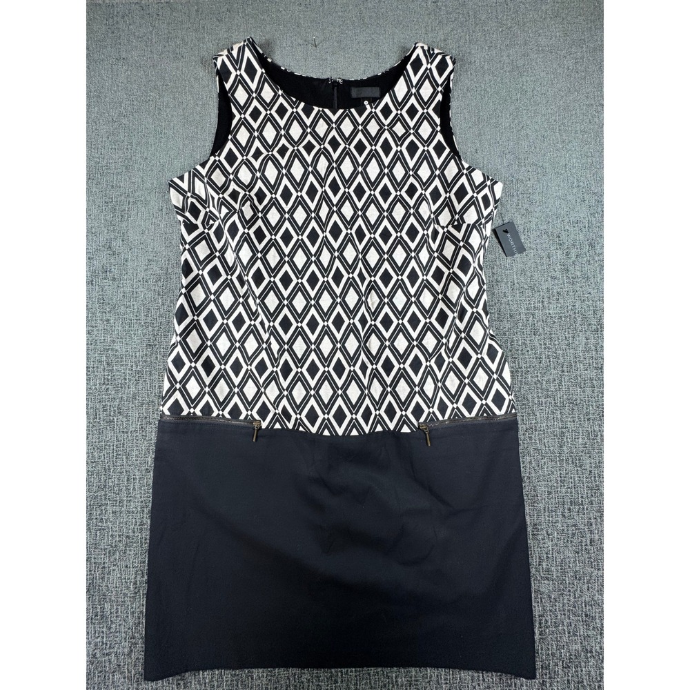 Worthington Womens Geometric Diamond Print Sleeveless Sheath 14